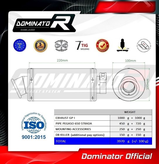 PEGASO 650 (2005 - 2006) exhaust silencer gp1 | Dominator