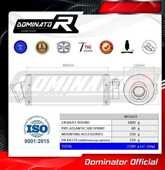 ATLANTIC 500 (1970 - 2022) exhaust silencer round | Dominator