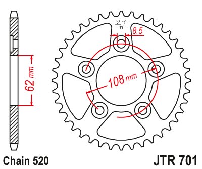 RS 125 REPLICA (1993 - 2003) rear sprocket 40 tooth pitch 520 jtr70140 | JT Sprockets