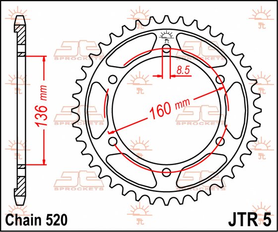 TUAREG 600 (1988 - 1993) rear sprocket 45 tooth pitch 520 jtr545 | JT Sprockets