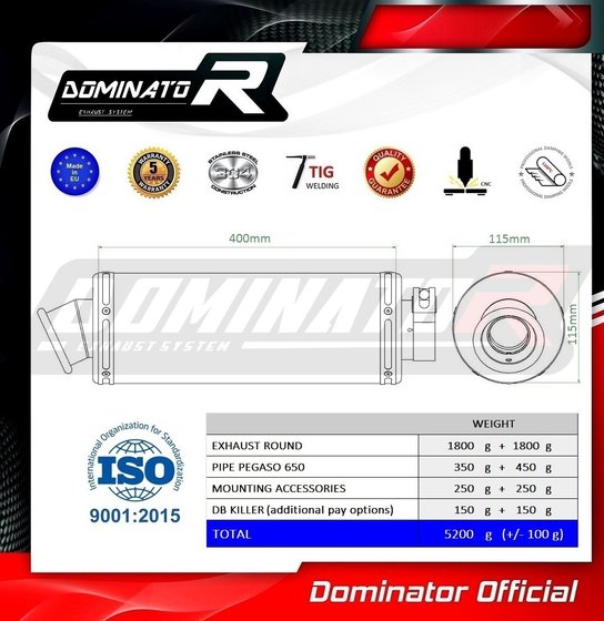 PEGASO 650 (2001 - 2004) exhaust silencer round | Dominator