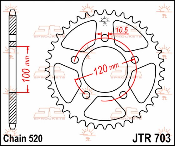 RSV 1000 (1998 - 2014) galinė žvaigždutė 40 dantukų žingsnis 520 jtr70340 | JT Sprockets