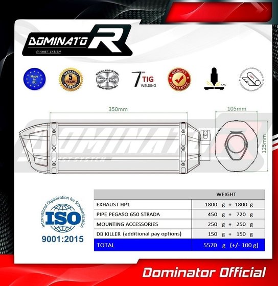 PEGASO 650 (2005 - 2006) exhaust silencer hp1 | Dominator