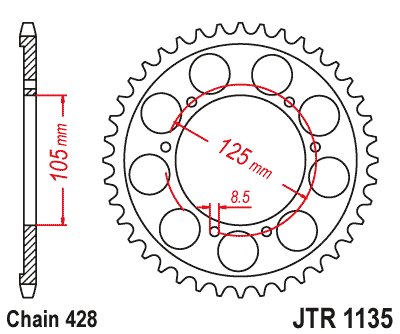 RX 125 (2018 - 2021) plieninė galinė žvaigždutė | JT Sprockets