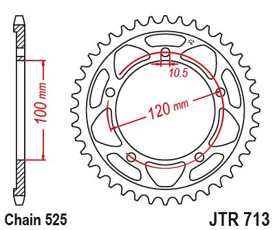 TUONO 1100  V4 (2012 - 2021) plieninė galinė žvaigždutė | JT Sprockets