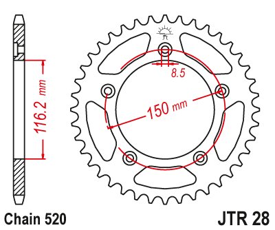 RS 250 (1995 - 2004) plieninė galinė žvaigždutė | JT Sprockets