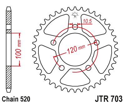 RSV4 1000 (1998 - 2014) galinė žvaigždutė 40 dantukų žingsnis 520 jtr70340 | JT Sprockets