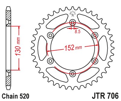 RXV 450 (2006 - 2012) galinė žvaigždutė | JT Sprockets