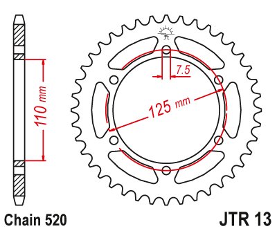 125 STX (1983 - 1984) plieninė galinė žvaigždutė | JT Sprockets