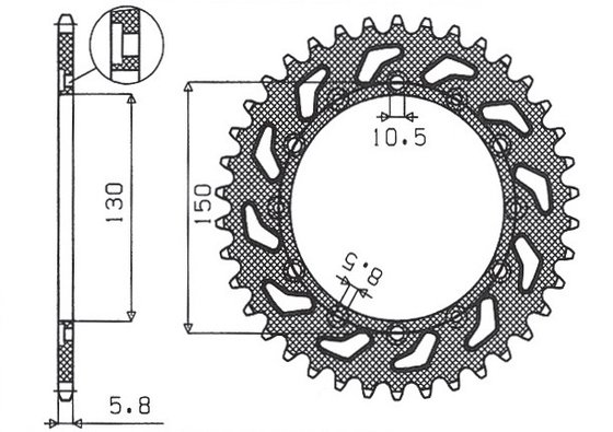 ETX 125 ENDURO (1984 - 2002) galinė plieninė žvaigždutė - 47 dantys, 520 žingsnių | SUNSTAR SPROCKETS