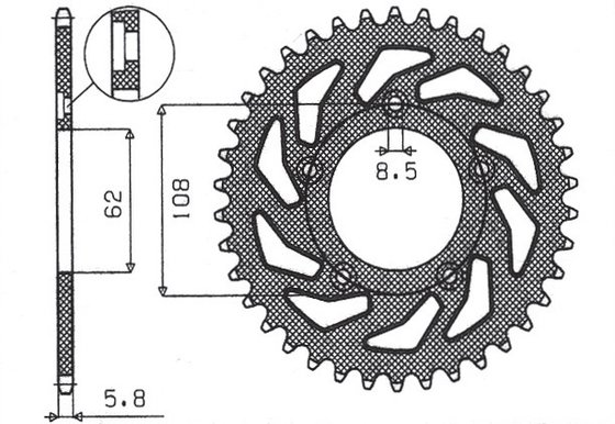 RS 125 EXTREMA (1992 - 1996) rear steel sprocket - 39 teeth, 520 pitch | SUNSTAR SPROCKETS